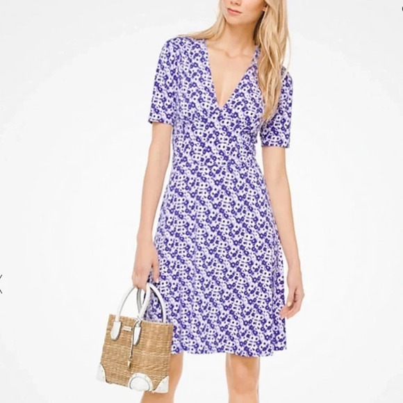 Michael Kors Carnation Jersey Midi Floral  Purple Dress. Small - Picture 1 of 8
